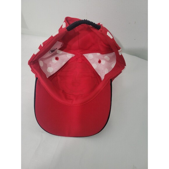 Disney Girls Hat Minnie Mouse Ears Red Bow Embroidered Logo Black Polka Dots - Picture 8 of 8
